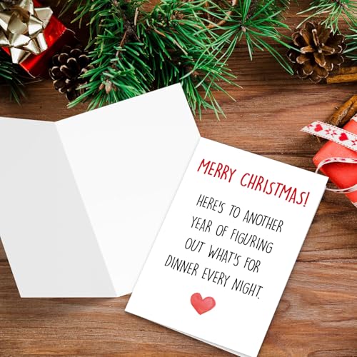 Heart Christmas Card for Husband Wife - Funny Holiday Card for Him Her, Unique 8x5.3in