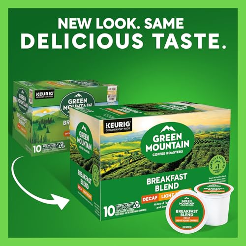 Green Mountain Coffee Roasters Decaf Breakfast Blend K-Cup Pods - 10 Count, Pack of 6