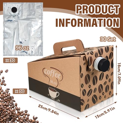Dandat 30 Pack Coffee To Go Dispenser Box 96 oz with Handle & Leak-Proof Lid