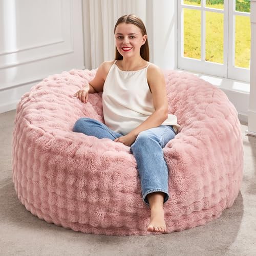 Pink Large Bean Bag Chair 3FT for Adults with Memory Foam & Plush Cover