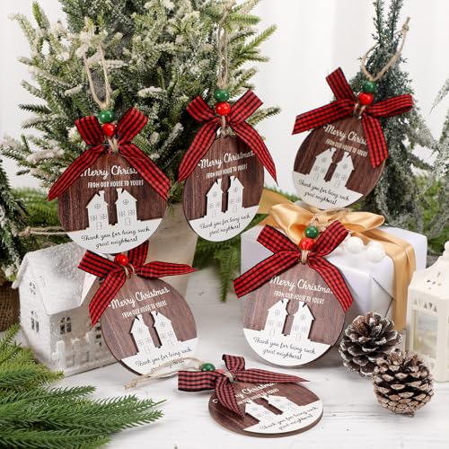 Amyhill 12 Set Christmas Neighbor Gifts Ornaments Wood 2026 House Gift