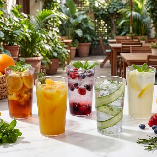 96 Pack 12 oz Reusable Plastic Tumblers - Clear Restaurant Cups - Frosted Design