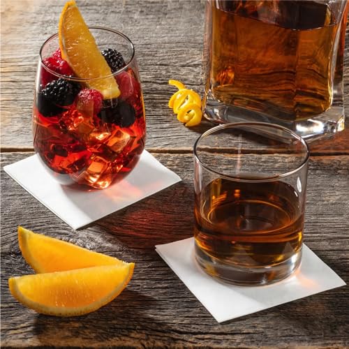 White Cocktail Napkins - 4.75 x 4.75 Inch Linen-Like Disposable Square Set of 600 - Elegant Party & Wedding Beverage Serviettes