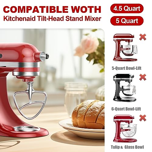 GVODE Stainless Steel Flat Beater for KitchenAid 4.5-5 QT Stand Mixer