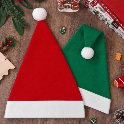Fovths 48-Pack Christmas Santa Hats for Adults in Red & Green, Bulk Holiday Party Supplies