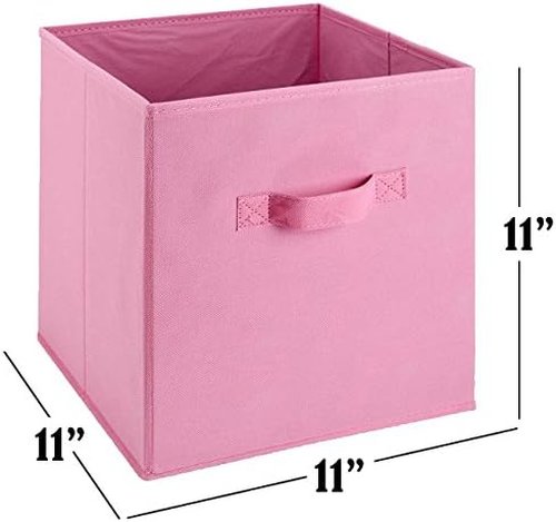Handy Laundry Foldable Cube Storage Bins - 6-Pack Decorative Organizers for Shelves & Closets (Pink)