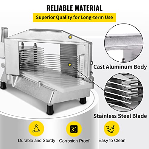 Heavy Duty Commercial Tomato Slicer 1/4 Inch with Built-In Cutting Board - Restaurant & Home Use