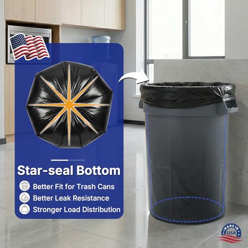 METRONIC Black 33 Gallon Trash Bags - 250 Count Light Duty Garbage Can Liners