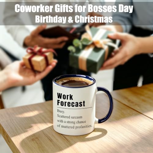 JUUNMAOO Blue Bosses Day Mug - Funny Work Forecast Coffee Cup, 11oz