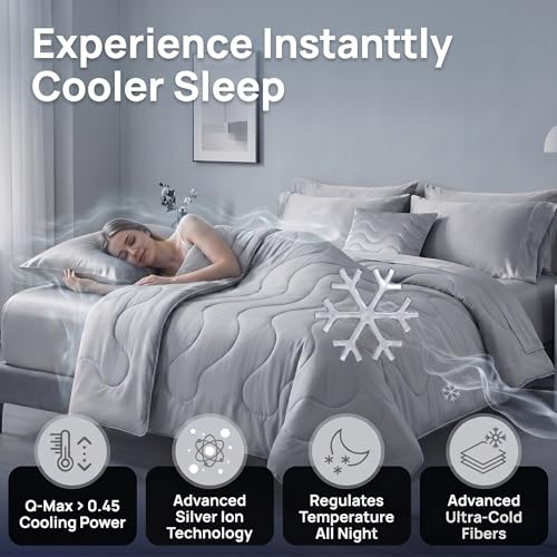 HLLBLL Silver Infused Ultra Cold Fiber Cooling Comforter Twin XL - Cool Gray