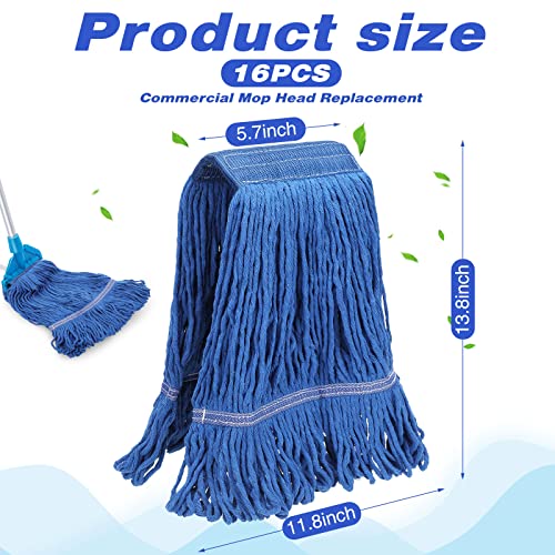 16 Pcs Commercial Cotton Mop Heads Replacement Looped End 27.6 Inch Heavy Duty