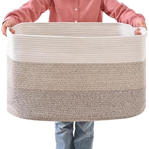 Extra Large Blanket Basket - Gradient Brown 25x16x16 Storage Bin for Living Room