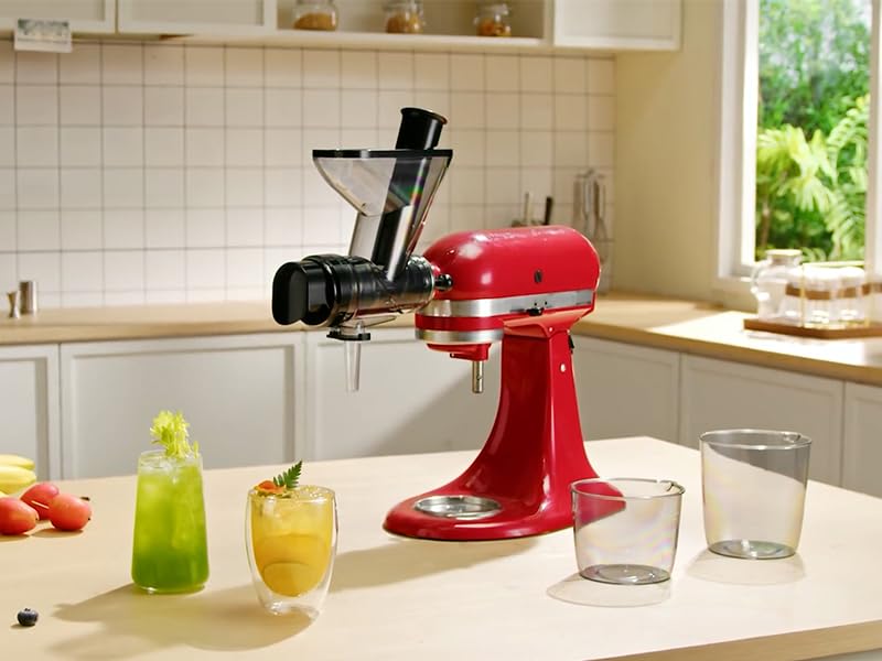 COFUN Masticating Juicer Attachment for KitchenAid Stand Mixer - Black & Transparent Gray
