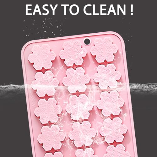 Pink Christmas Silicone Candy Molds 4-Pack Snowflake & Tree Design QY250