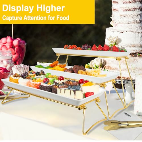 White 3-Tier Serving Tray Stand - Extra Large Buffet Platters for Parties