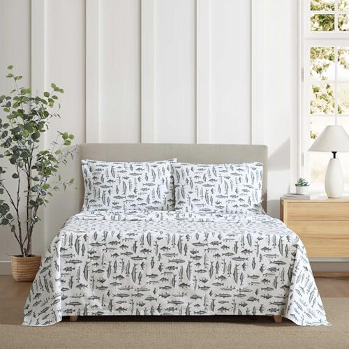 Eddie Bauer Twin Size Bed Sheet Set with Fitted Sheet & Pillowcase - Green