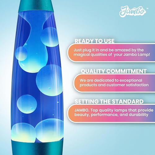 JAMBO 16-Inch Blue Liquid Motion Lamp with White Wax - Relaxing Night Light for Home & Office