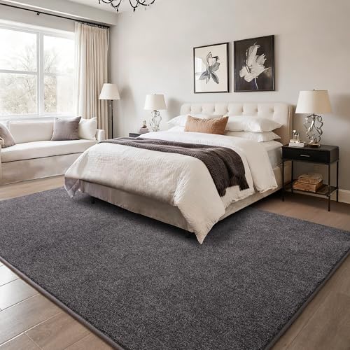 Keeko 4' x 6' Dark Grey Memory Foam Area Rug - Non-Slip, Washable, Soft Bedroom Carpet
