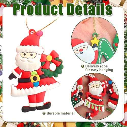 6pcs Christmas Ornaments Cute Santa Claus Xmas Tree Decorations Santa Plastic Figurines Ornaments with Red Santa Claus for Christmas Tree Hanging Party Ornaments DIY Decor 3 Inch Tall