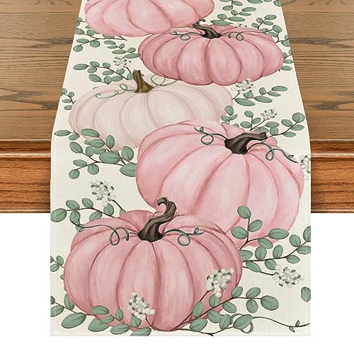 Artoid Mode 13 x 108 Inch Pink Fall Table Runner - 210 GSM Polyester Home Decor