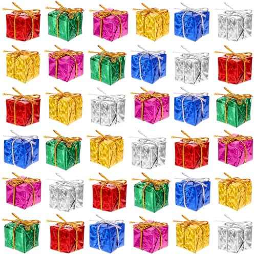 JIEYAO 30Pcs Christmas Tree Small Gift Boxes Hanging Decorations, Christmas Mini Gifts Box Ornaments Party Favors Xmas Tree Indoor Outdoor Hanging Pendant Holiday Decoration