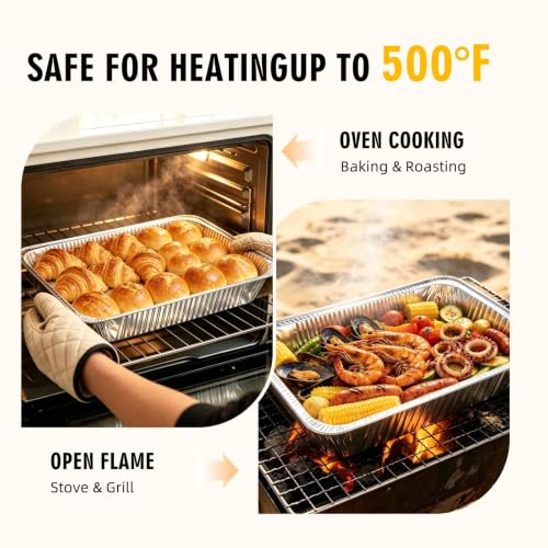 Full Size Aluminum Steam Table Pans with Lids 15 Pack - Heavy Duty Catering Trays