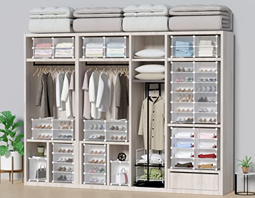 HOMIDEC Transparent 10-Tier Shoe Storage Rack with Dustproof Cover
