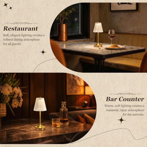 Gold Cordless Rechargeable Table Lamp - 1 Pack, Touch Control, Crystal Shade