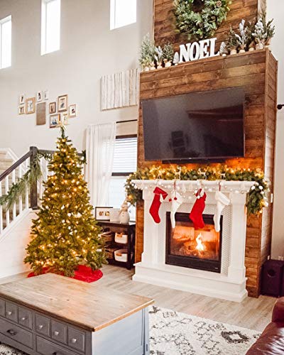Fesciory 18" Burgundy & Ivory Christmas Stockings 4 Pack Cable Knit for Fireplace
