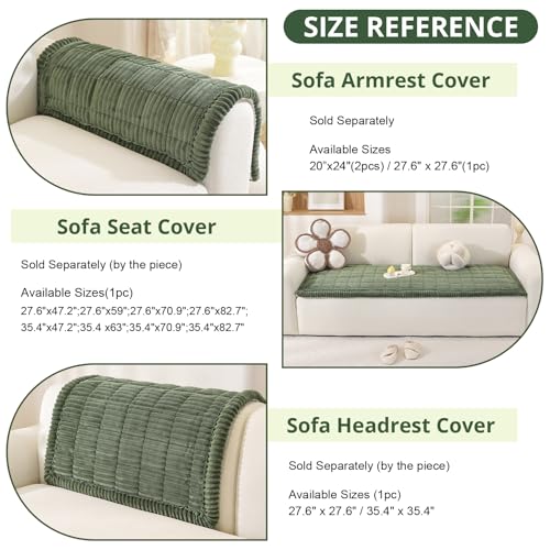 Washable Non-Slip Couch Cover for Dogs - Moss Green, 27.6 x 70.9 Inches