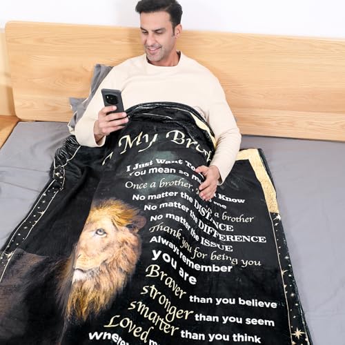 80x60 Brother Gifts from Sister Lion Blanket – Birthday Gift for Brother Adult