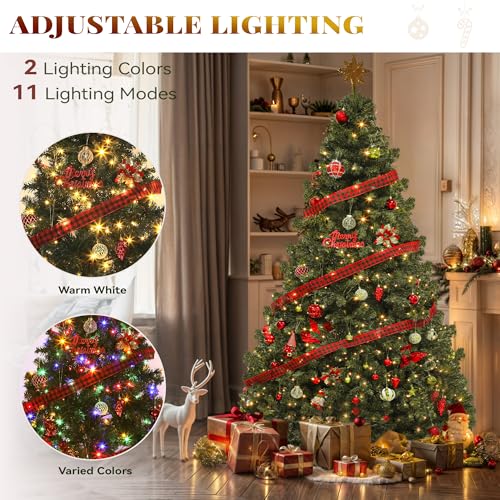 YITAHOME 6ft Prelit Green Christmas Tree with Remote - Artificial Holiday Tree
