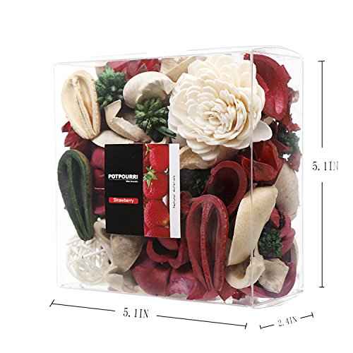 Qingbei Rina Red Potpourri,Strawberry Scented Christmas Potpourri Bowl Filler Dried Flowers,Decorative Vase Filler,Home Fragrance Perfume Sachet,9.8 Oz