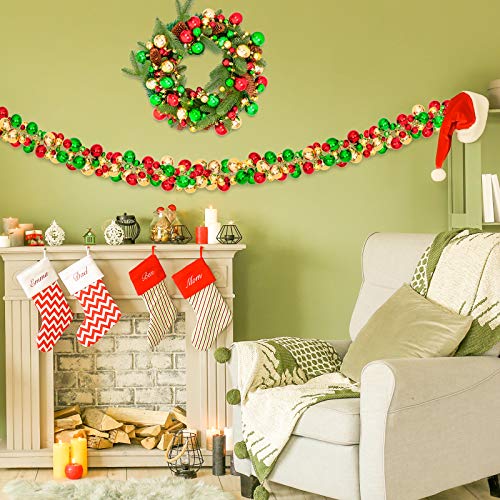 Whaline 6ft Red Green Gold Shatterproof Christmas Ball Garland 81-Piece Indoor/Outdoor