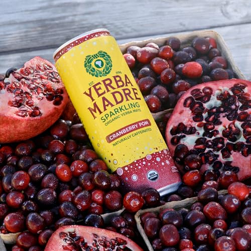 Sparkling Cranberry Pom Yerba Mate Drink - Organic, 12oz Cans Pack of 12