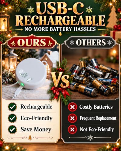 Rechargeable Christmas Window Lights 3 Pack - Multi-Color Holiday Decor with Timer & USB-C