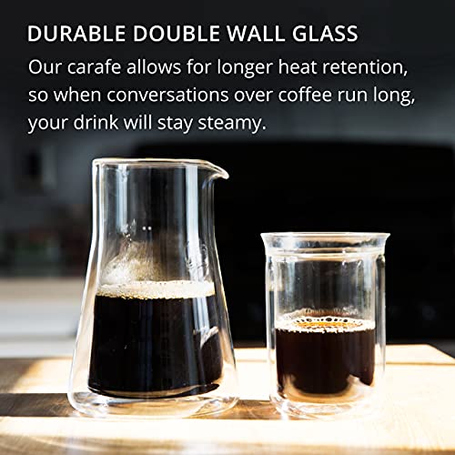 20oz Double Wall Glass Coffee Carafe with Pour-Over Dripper | Heat-Resistant Borosilicate