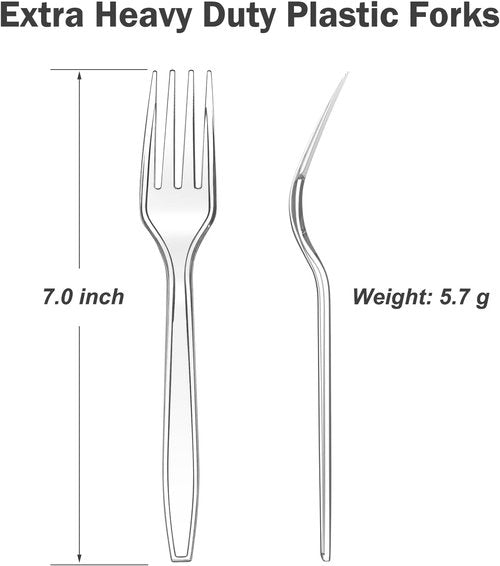 Dealusy Heavy-Duty Clear Plastic Forks - 360 Count, BPA-Free & Heat Resistant for Parties