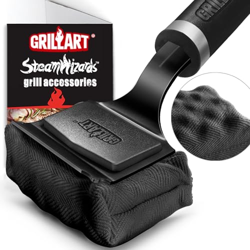 SteamWizards Bristle Free Grill Brush - Black 17-Inch Outdoor Grill Cleaner