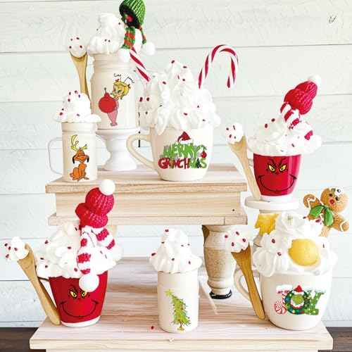 30 Pcs Christmas Face Decal Stickers for Crafts Small 3 Inch Rub on Transfers UV Vinyl Faces Eyes Pitcher Decals for Ornaments Glass Drinking Cups Wood Decorations Balls Party Supplies (hoho30)