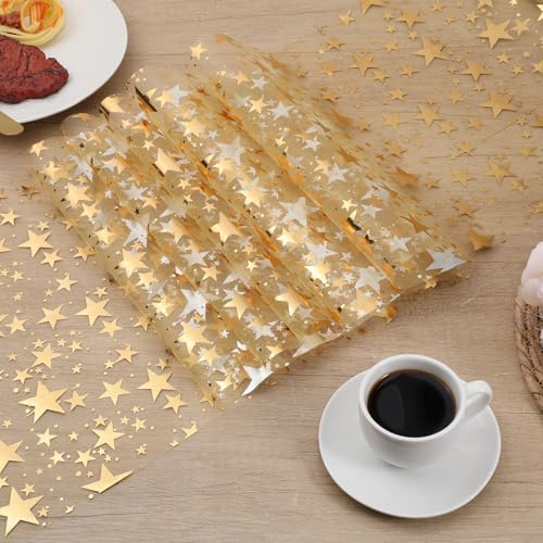 Gtziqa Gold Star Table Runner 32.8 ft – 11" x 32.8 ft Polyester Glitter Sequined