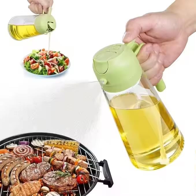 Skiennix Glass Oil Sprayer Dispenser Bottle - 16oz Amber Glass for Cooking, BBQ & Salads