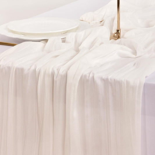 Socomi Ivory White Cheesecloth Table Runner Summer Boho Rustic Gauze 120 inch 10FT Cheese Cloth Sheer Runner for Wedding Party Baby Shower Birthday Home Decor Holiday Decorations