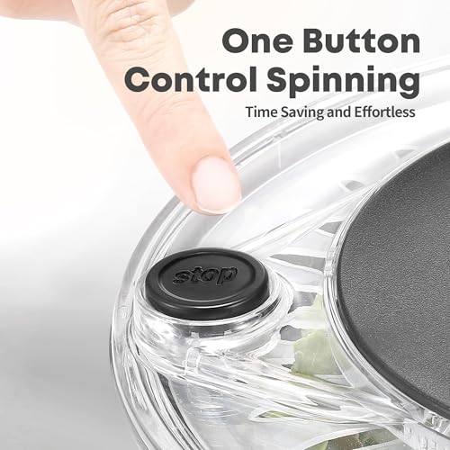 Black Stainless Steel Salad Spinner 5.3 Qt with Quick Dry & Stop - Easy Drain