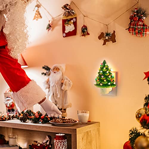 Hausse Christmas Ceramic Tree Night Light Without Snow Cover, Multicolor Decor, 4.9 inch