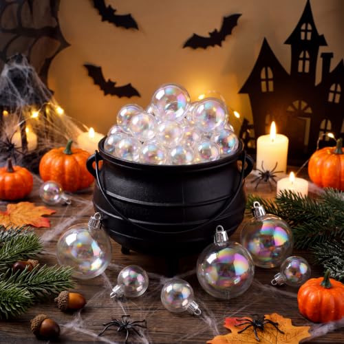 16 Pcs Halloween Clear Cauldron Bubbles, Iridescent Ornament Balls