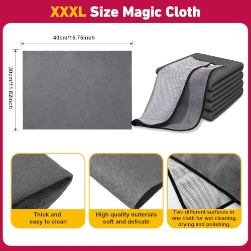 Witpiny 5-Pack Reusable Microfiber Cleaning Cloths for Windows, Mirrors, Stainless Steel, Car, Kitchen