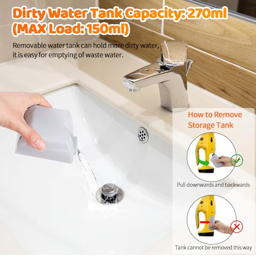 Cordless Electric Window Vacuum Cleaner with 2 Squeegees - Rechargeable Glass & Tile Washer
