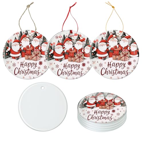 Sublimation Glass Ornaments Blank 30 PCS 4 Inch Christmas Round