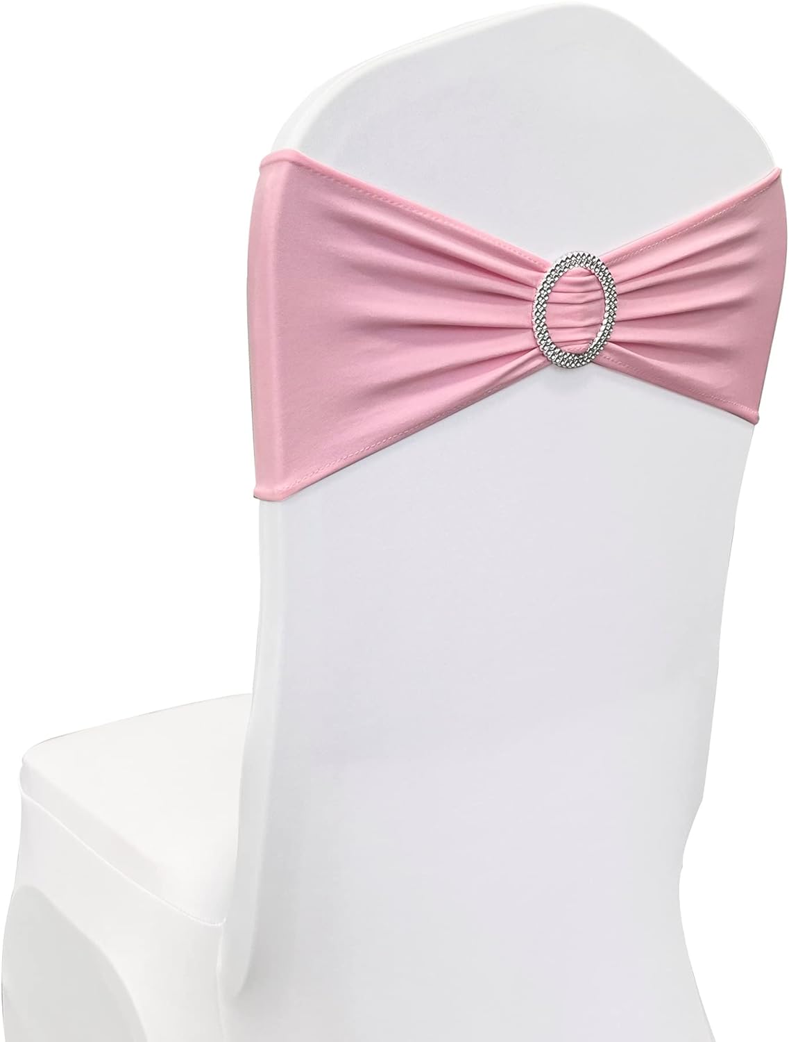 Spandex Chair Sashes by [Brand Name] - 50PCS Stretch Chair Ties with Buckle Slider for Weddings & Parties | Pink